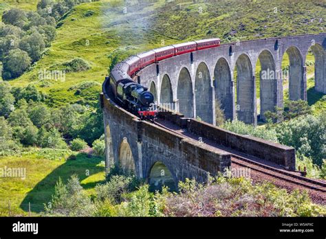 Glenfinnan viaduct from the Harry Potter films with historic train ...