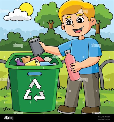 Boy Recycling Colored Cartoon Illustration Stock Vector Image & Art - Alamy