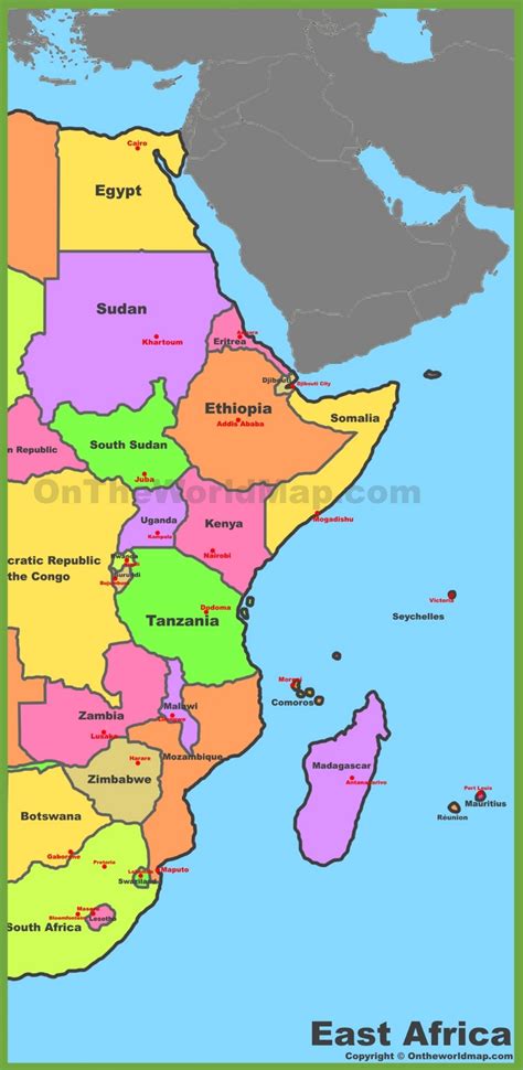 Map of East Africa - Ontheworldmap.com