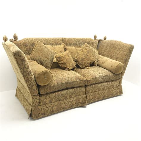 Knowle style two seat sofa, upholstered in traditional floral patterned ...