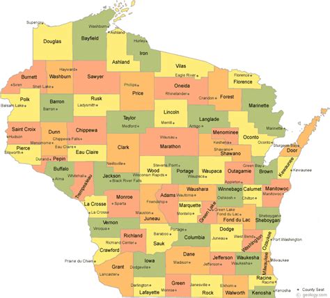 Wisconsin Map Counties Cities - Gisele Ermentrude