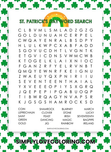 6 St. Patrick's Day Word Search Puzzles (Free PDF Printables) - Simply ...