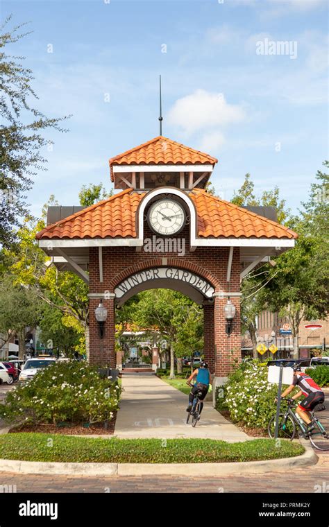 Clock tower in historic downtown Winter Garden, Florida Stock Photo - Alamy