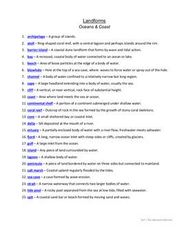 Geography Terms - 100 Terms & Definitions by The Harstad Collection