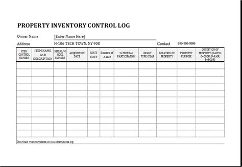 Property Inventory Template | Property inventory checklist Templates at ...