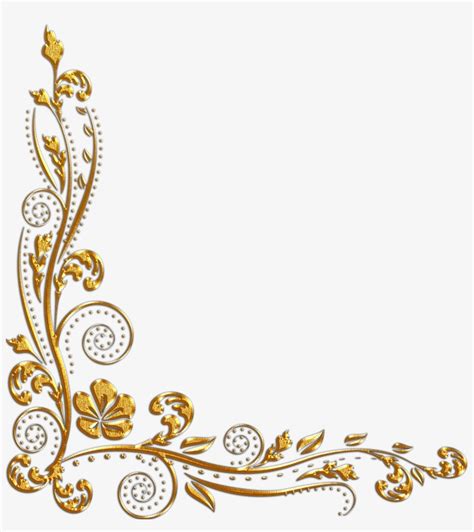 Gold Flower Border Design - 2443x2629 PNG Download - PNGkit