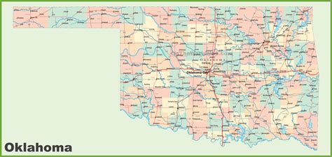 Oklahoma Map Of Counties And Cities - Time Zones Map