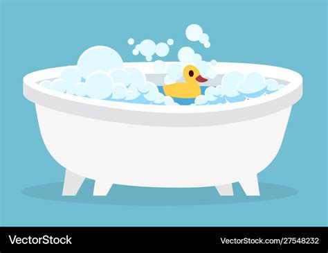 White bathtub cartoon clean cute hot bath Vector Image