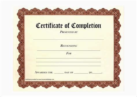 Printable Certificate Of Completion