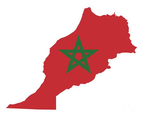 National flag of Morocco in country silhouette Digital Art by Peter ...