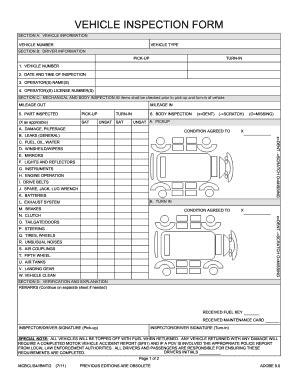 Vehicle Inspection Forms - Fill Online, Printable, Fillable, Blank ...