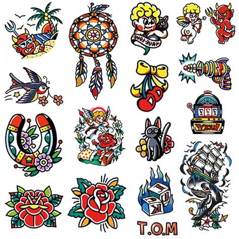 Buy PUSNMI Vintage Temporary Tattoo Traditional Tattoo Cool Classic Old ...