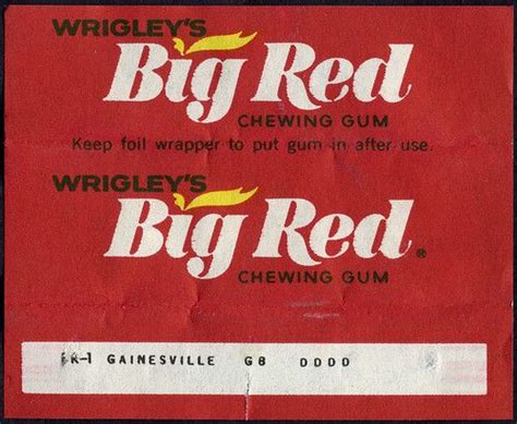 Wrigley's - Big Red - chewing gum wrapper - 1970's | Chewing gum, Gum ...