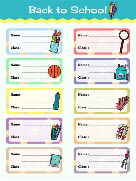 Notebook Labels Vector Template Design. School Book Labels Template ...