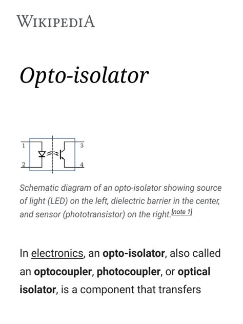 Opto-Isolator: in Electronics, An Opto-Isolator, Also Called An ...