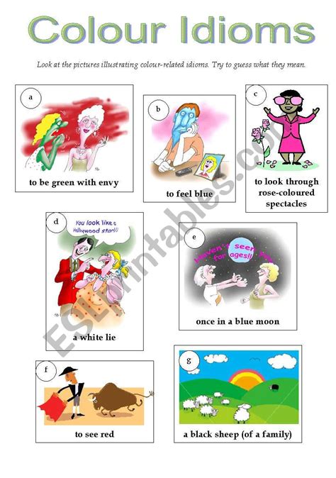 Colour Idioms - ESL worksheet by Natalis