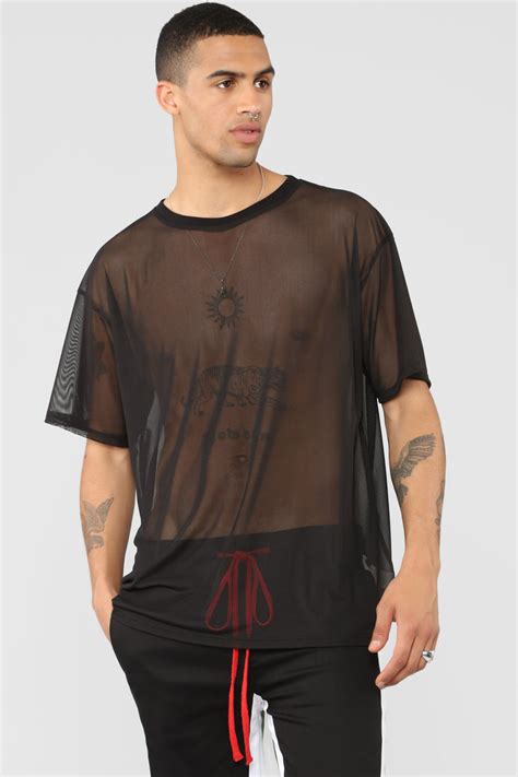 Netted Up Mesh Tee - Black | Fashion Nova, Mens Tees & Tanks | Fashion Nova