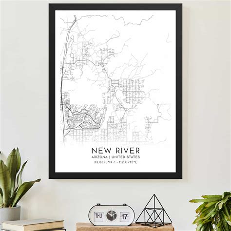 New River Arizona Map Poster, Modern Home Decor Wall Art Print - Custom ...