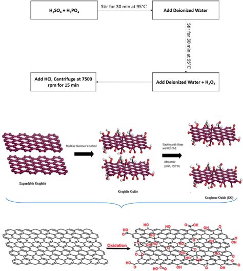 Schematic illustration for the synthesis of graphene oxide by the ...