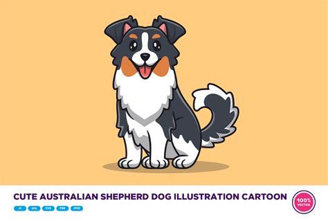 Cute Australian Shepherd Dog Cartoon Graphic by catalyststuff ...