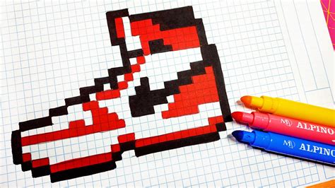 Handmade Pixel Art - How To Draw a Nike Air Jordan #pixelart