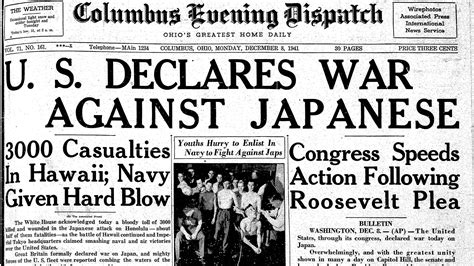 Hot off the press: U.S. declares war on Japan on Dec. 7, 1941