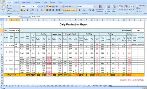 Daily Production Report Template