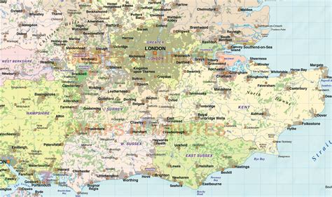 Vector South East England Map. UK Counties Political Map with Medium ...