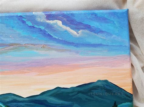 Colorful Mountain Sunset Acrylic Painting on Canvas Original - Etsy