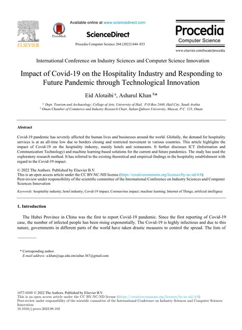 (PDF) Impact of Covid-19 on the Hospitality Industry and Responding to ...