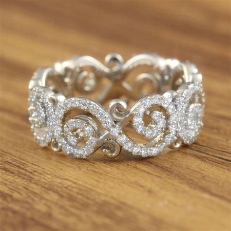 Carved Infinity Pave Wedding Band