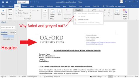 microsoft word - Why can't I click on "Edit Header" that's greyed and ...