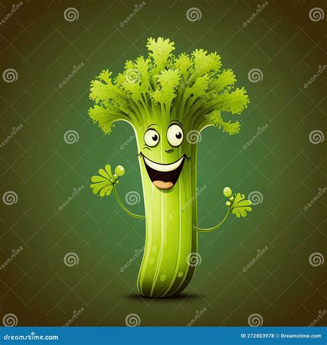 Celery Cartoon Mascot Funny Character. Food with Cute Face. Generative ...