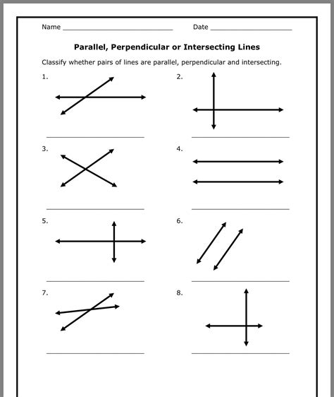 Parallel And Perpendicular Lines Activity Geometry