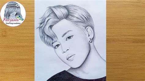 How to draw Jimin - BTS by one pencil || Pencil sketch || Drawing ...