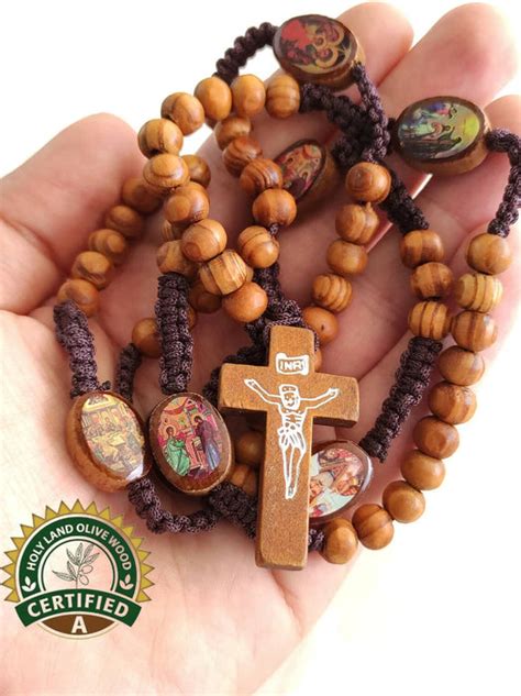 Olive Wood Icons Rosary: Handcrafted Beauty from the Holy Land ...