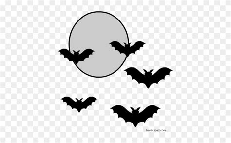 Full Moon And Bats Free Halloween Clip Art - Bat Svg File Free - Full ...