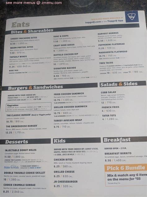 Menu at Topgolf pub & bar, Independence