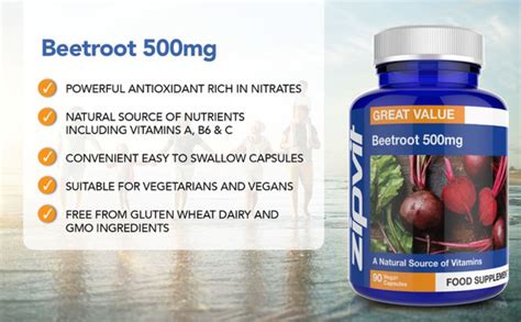 Beetroot Extract Capsules 500mg, 90 Vegan Capsules, Naturally Rich in ...