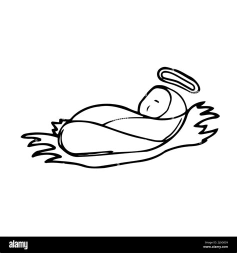 Baby Jesus in doodle style hand drawn vector llustration. Vector sketch ...