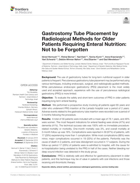 (PDF) Gastrostomy Tube Placement by Radiological Methods for Older ...