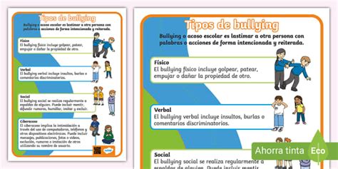 Tipos de bullying - cartel para niños (Teacher-Made)