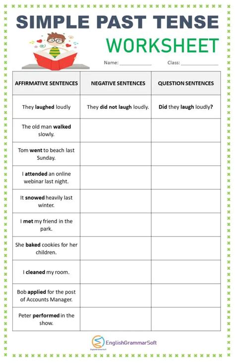 Printable Worksheets for Simple Past Tense - EnglishGrammarSoft