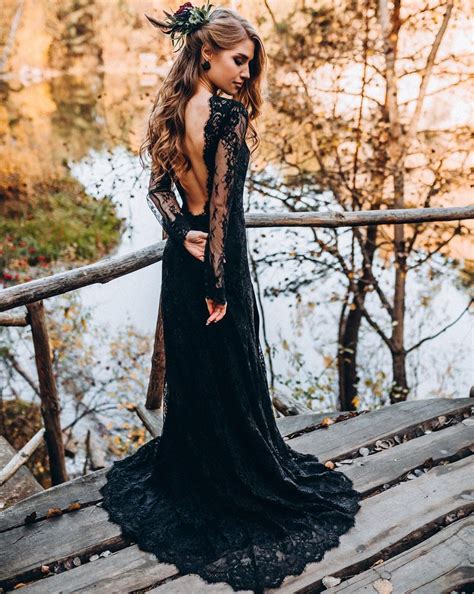 Black Wedding Dresses: 33 Unusual Styles + FAQs | Black lace wedding ...