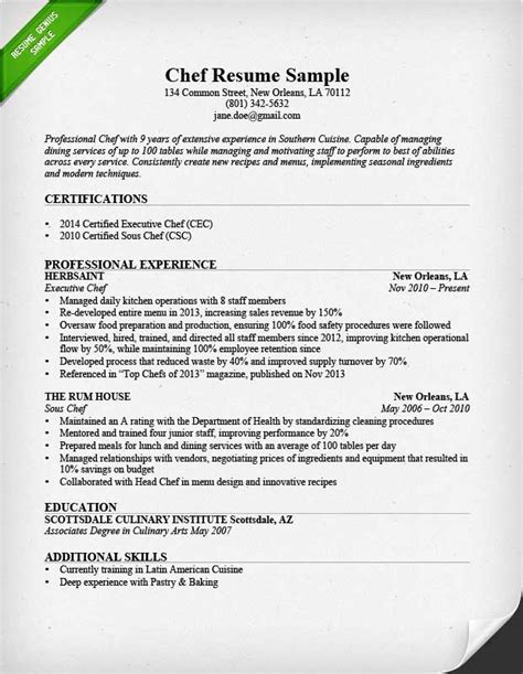 Chef Resume Sample & Writing Guide | Resume Genius