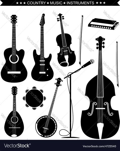 Country music instruments isolated on white Vector Image