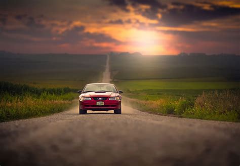 Wallpaper : sunset, car, vehicle, road, sunrise, evening, morning ...