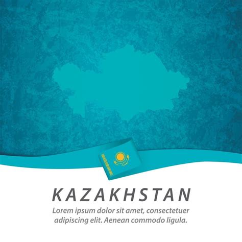 Kazakhstan flag with map 2711265 Vector Art at Vecteezy