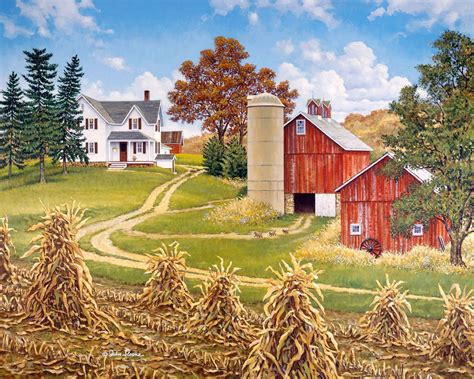 Hilltop Farm © John Sloane | Farm art, Farm pictures, Farm paintings