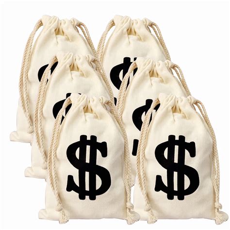 Buy 6pack 6.3 x 9 Inches Money Bags Money Bag Prop Money Bag Dollar ...